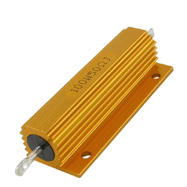Fauge 2 Pcs 10Watt 100 Ohm Gold Tone Aluminum Housed Clad Wirewound Resistor